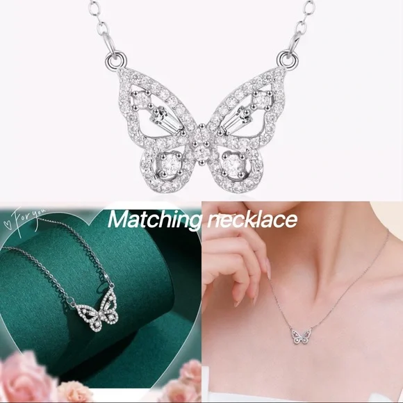 💝925 sterling silver butterfly dainty wedding band sister friendship ring gift - Picture 8 of 8